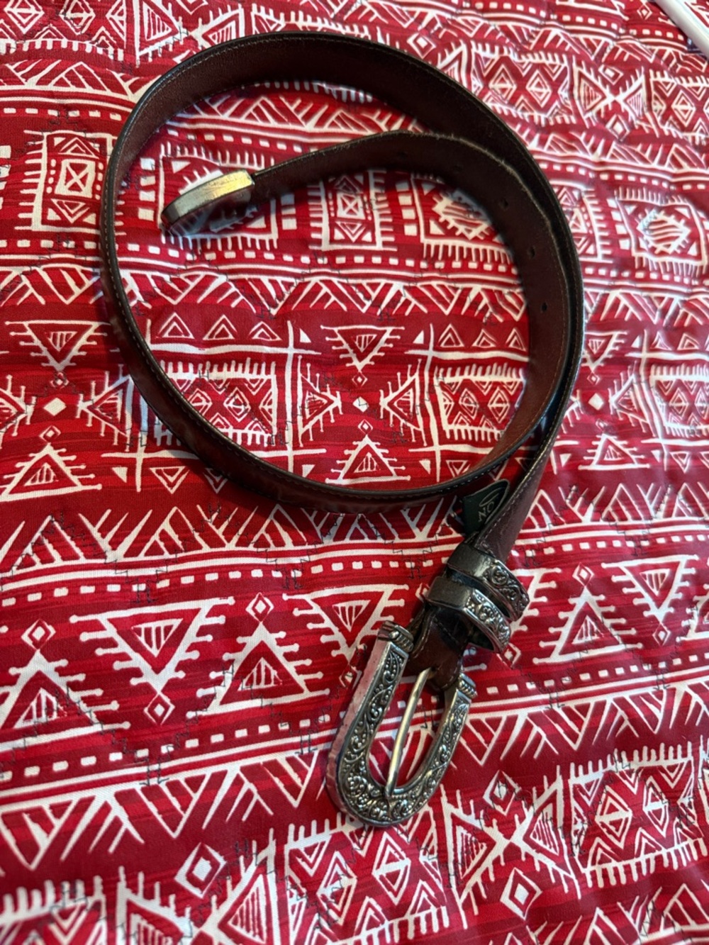 Brighton Brown Leather Belt with Silver Buckle.  Measures 37”from to buckle. Tip